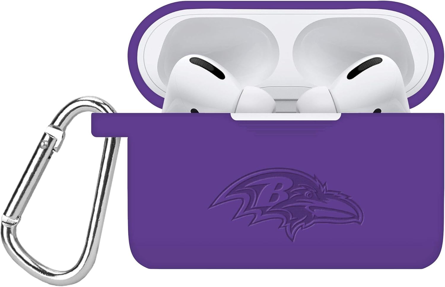 GAME TIME Baltimore Ravens Engraved Silicone Case Cover Compatible with Apple AirPods Pro (Purple)