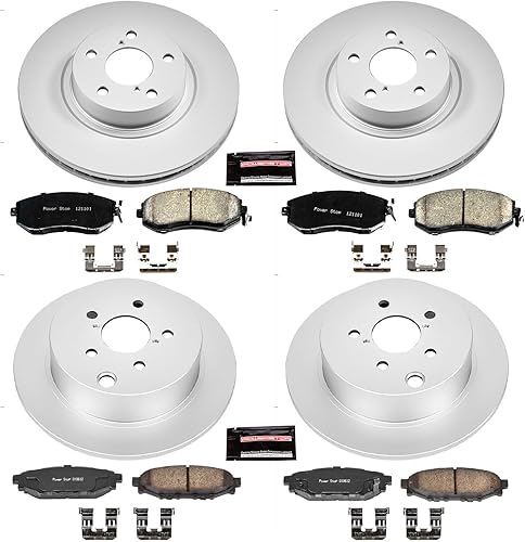 Miniatura 2 de Power Stop CRK6113 Rotor de freno recubierto y pastillas de freno de cerámica - delantero y trasero para Subaru Impreza 2012-2016 Modelo específico