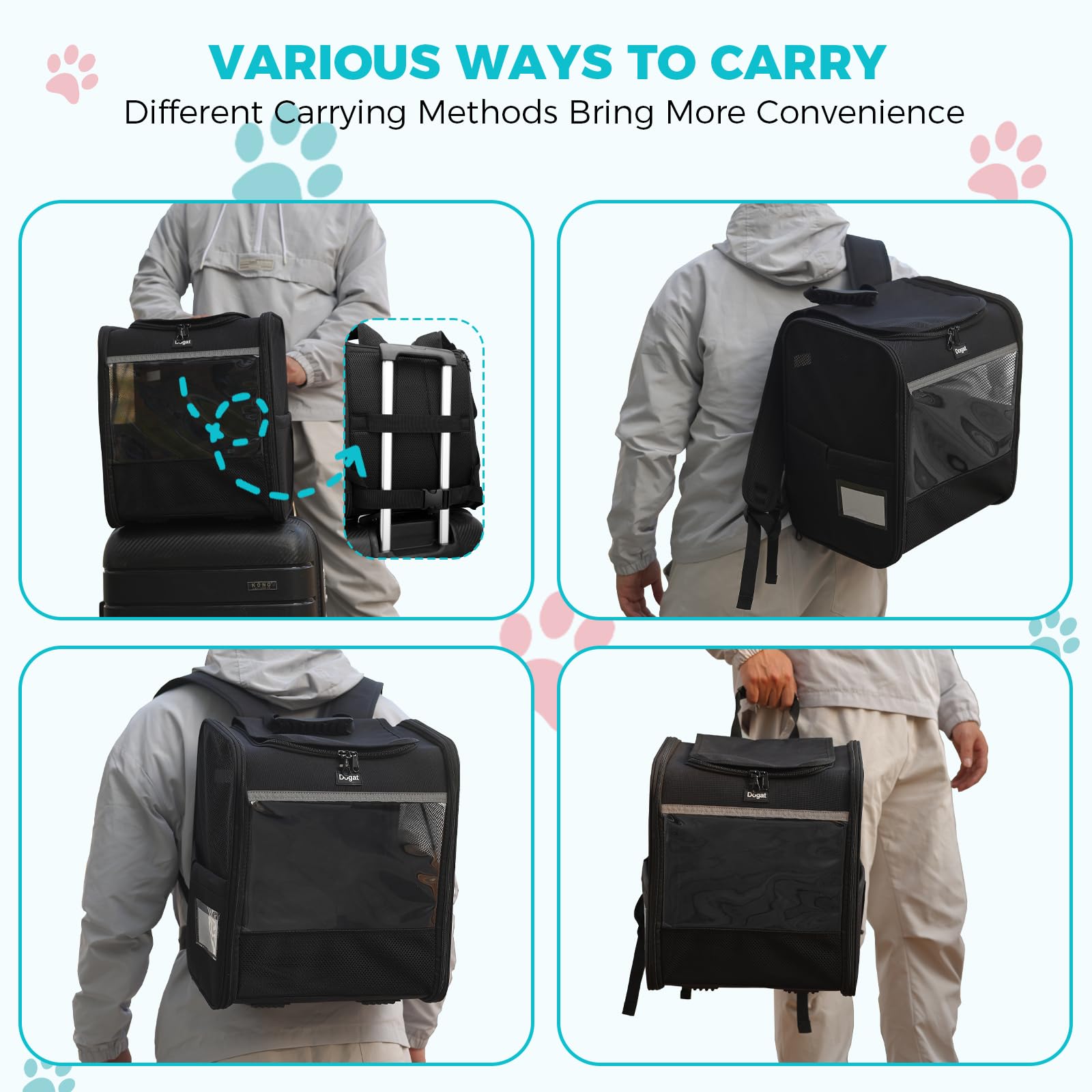 Katzenrucksack für kleine Hunde & Katzen Schwarz
