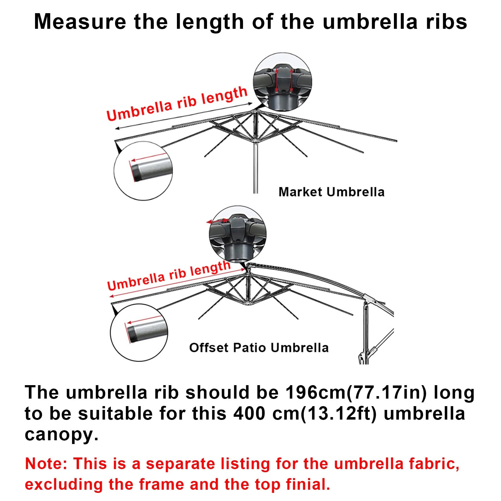 Telo di Ricambio per Ombrellone da Giardino 4m 8 Stecche, Poliestere | Copertura di Ricambio per Ombrellone Anti UVs 30+, per Esterni, Giardino, Spiaggia, Piscina, Balcone, Terrazza(Lighte Blue)