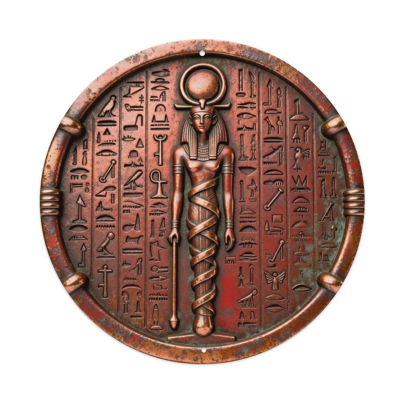 Egypt Min Fertility God Hieroglyph Rune Metal Tin Sign Plaque