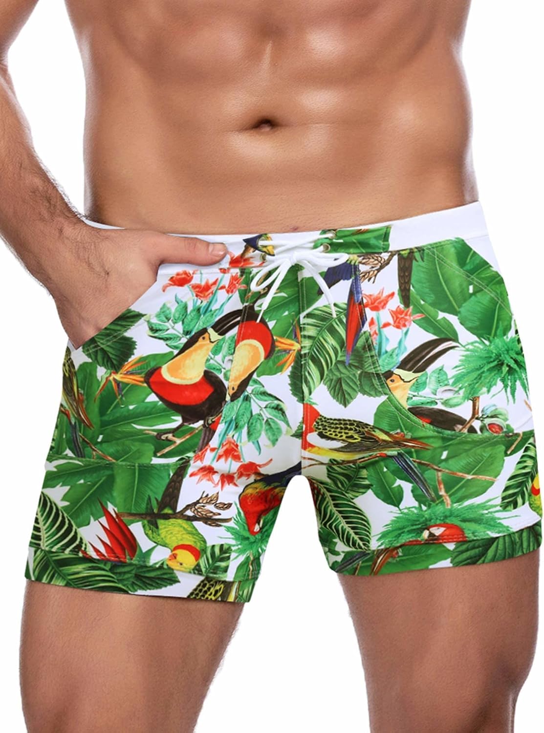 COOFANDY Swim Trunks for Men Sexy Swim Brief Square Leg Swimsuit Swimming Short Bathing Suit with Pocket S-XXL