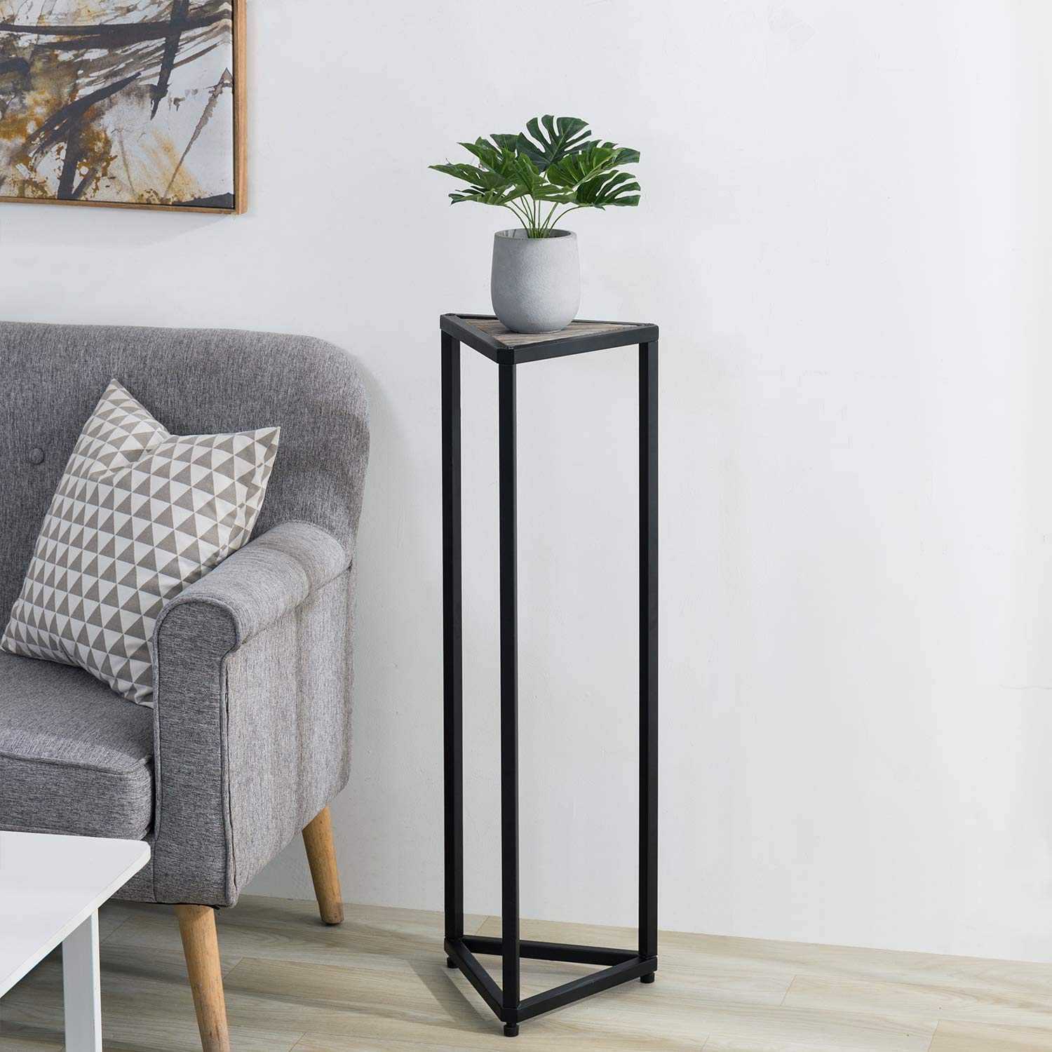 Arrow Crafts 36-inch Triangular Torched Wood & Black Metal Frame Flower Rack Plant Stand/Corner Accent Table (B091FJDNDJ) Amazon Price History, Amazon Price Tracker