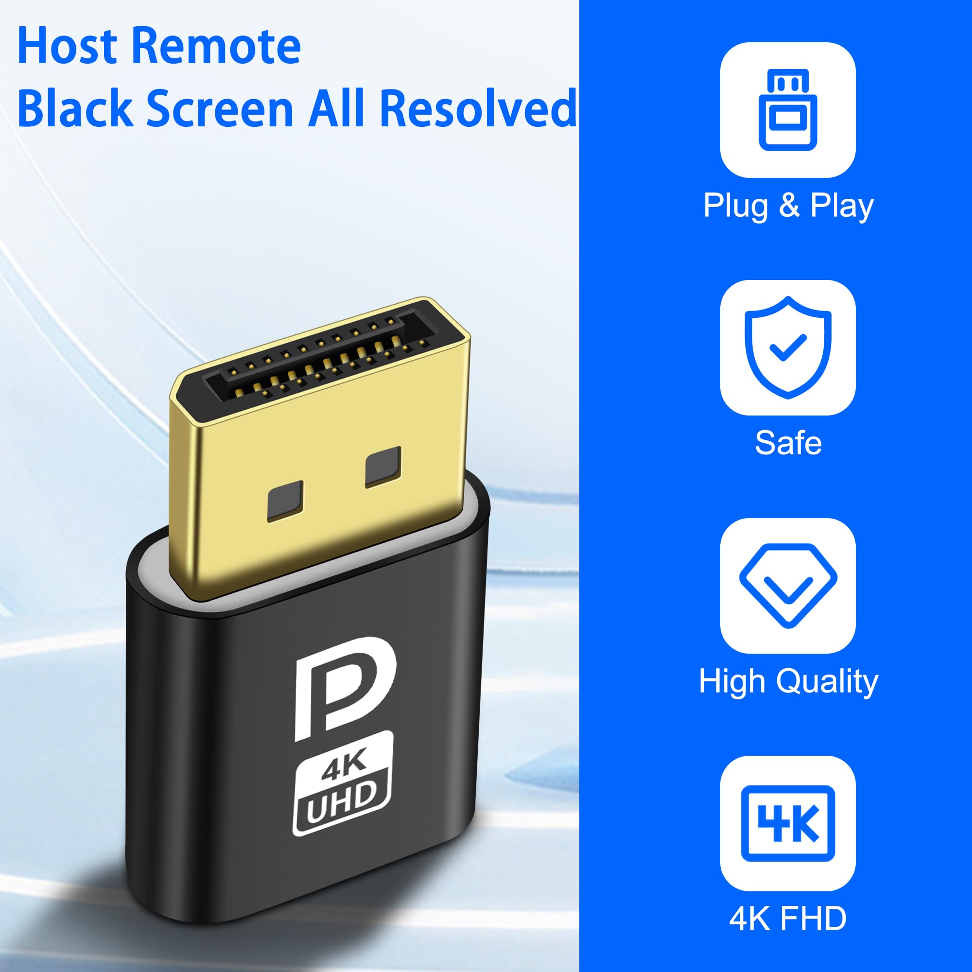 MEIRIYFA Display Port Headless Ghost Display Emulator 4K DisplayPort Dummy Plug EDID Emulator Virtual Display Adattatore per Crypto Mining, Remote Server, Desktop virtuali (2PCS)