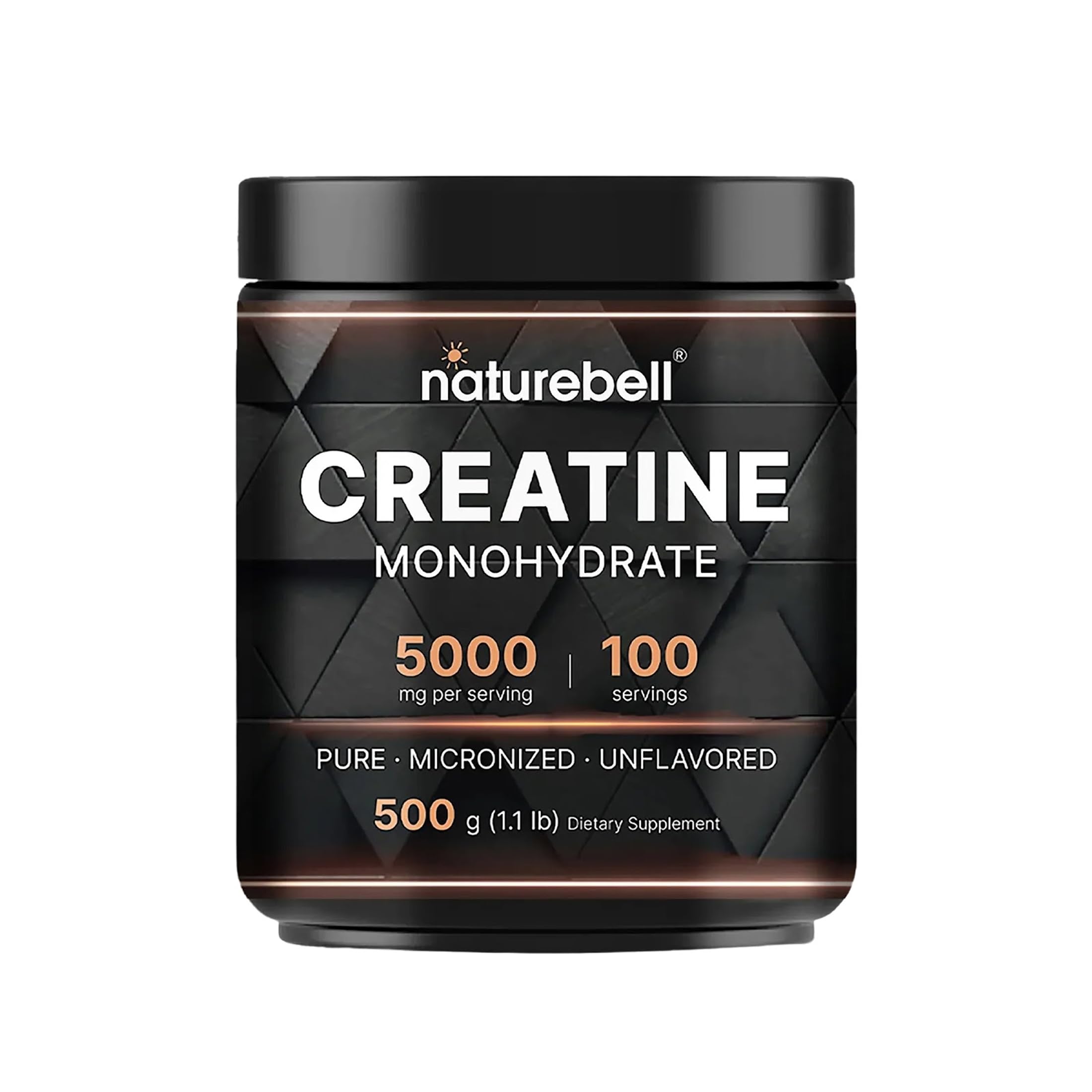 NatureBell Creatine Monohydrate Powder 500 Grams, 5000mg Per Serving, Pure Unflavored Creatine Powder - Micronized - Pre Workout | Keto | Vegan | Dissolves Easy | Filler Free - 100 Servings (1.1Lb)