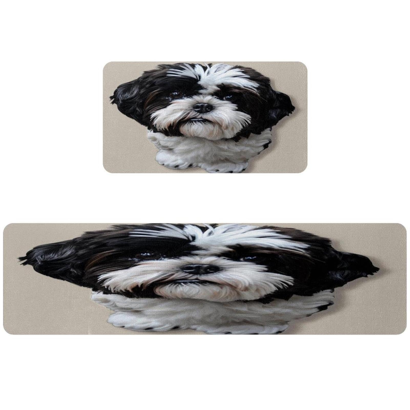 Tapis de cuisine couloir buanderie Shih Tzu antidérapant lavable lot de 2