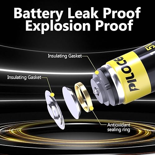 Miniatura 5 de PILOCEL Paquete de 48 pilas AA alcalinas de alto rendimiento, 10 años de vida útil, baterías dobles A con energía de larga duración para