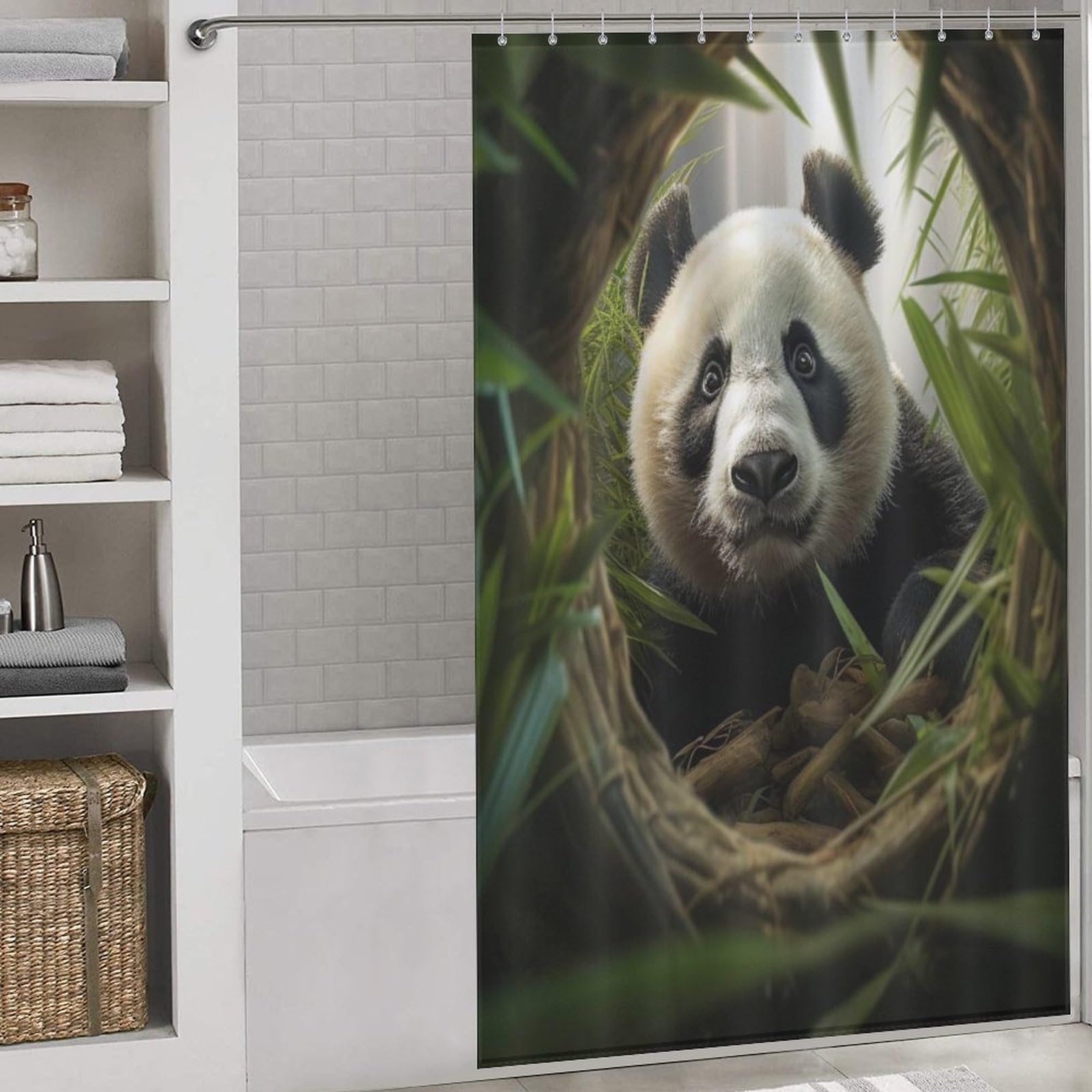 Rideau de douche panda pour décorer la salle de bain des enfants et créer une ambiance ludique
