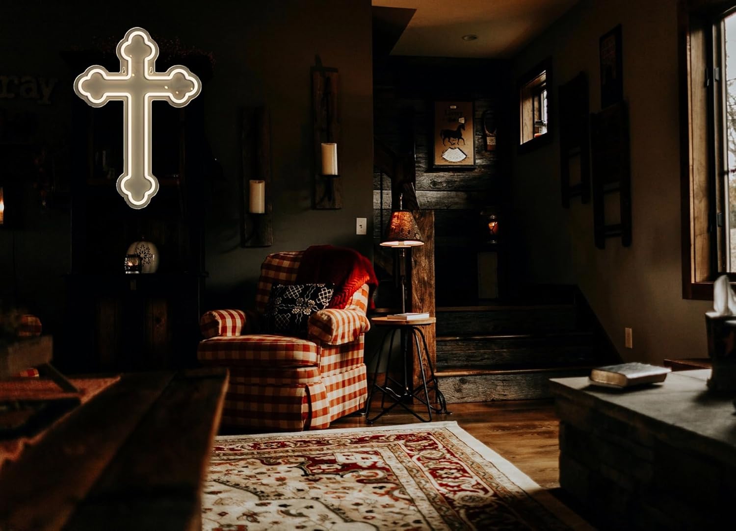 Neon Cross Jesus Room Decor Easter Neon Sign Cross Neon Sign LED Cross Light up Cross Room Decor Church for Room Bedroom Christian Wedding Party Wall Decoration Birthday Party, 12.7" x 8"