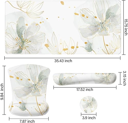 Miniatura 6 de MOSISO Juego de alfombrillas de mouse para teclado y mouse para videojuegos, reposamuñecas para teclado, alfombrilla de mouse con reposamuñecas y