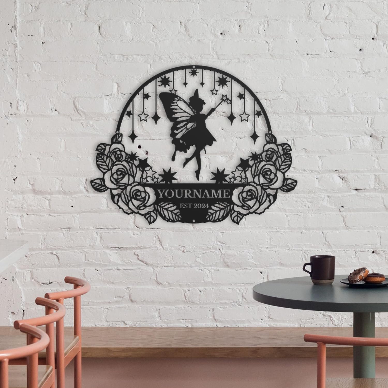 Personalized Fairy Dreamy Name metal Signs,Custom Shed Metal Wall Decor,Black Metal Wall Art Decor,Home Metal Signs Plaques,Outdoor wall Decorative Signage (Style B)