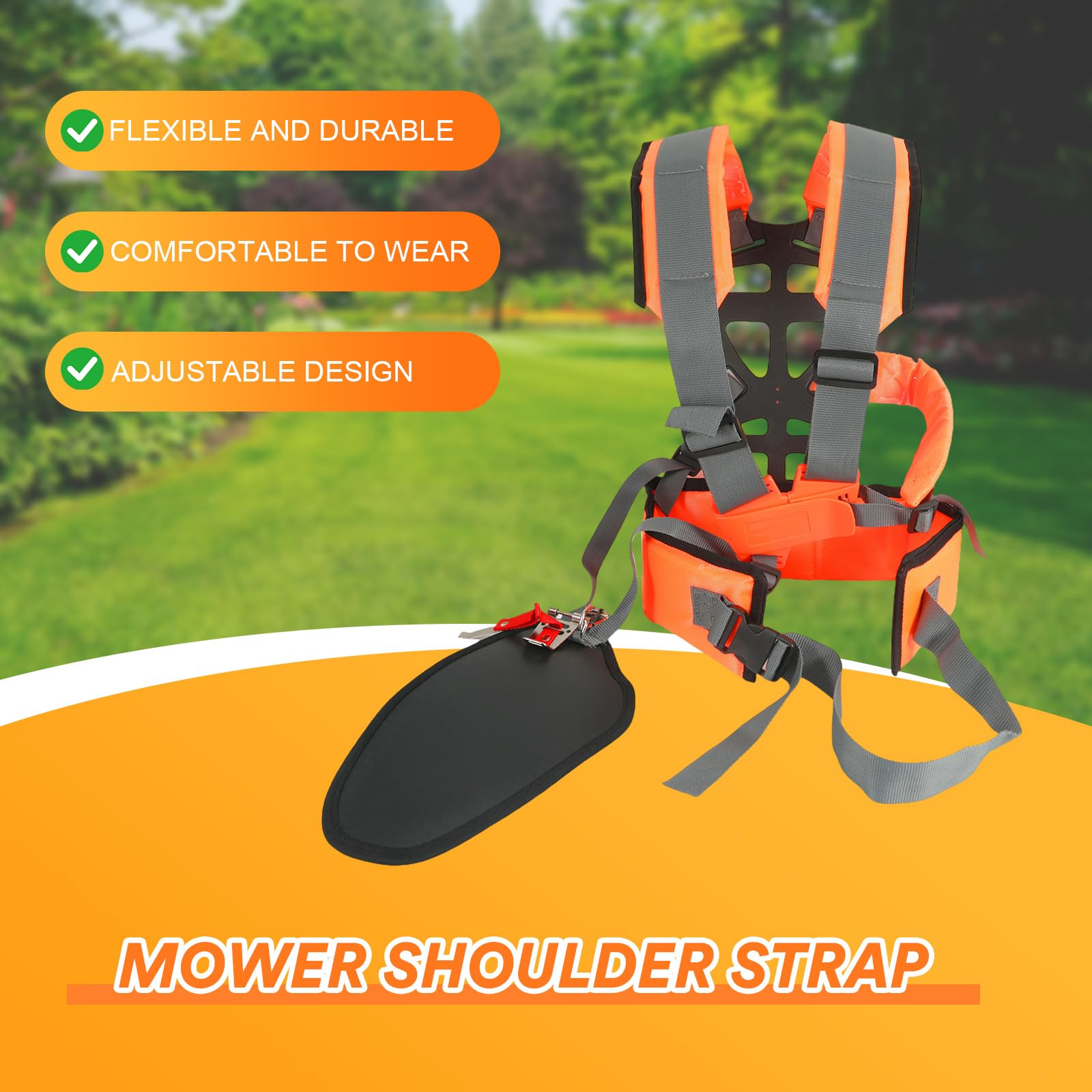 Doppelschultergurt Motorsense,Doppelter Trimmer-Schultergurt,Komfort Einstellbare Für Motorsense für Verstellbarer Rasentrimmer Gurt Freischneider Rasenmäher Gartenarbeit Zubehör