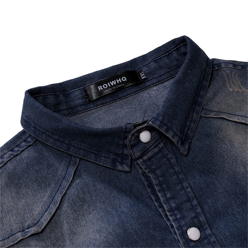 Chaquetas Camisa Vaquera de Manga Larga para Hombre Camisa Vaquera de algodón sólido de Primavera para Hombre Camisas Informales de Primavera para Hombre