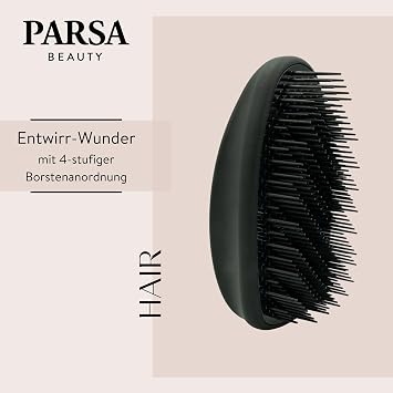 Parsa Beauty Professional Detangling Miracle Without Handle (Black) Detangling brush for any hair hair brush without pulling hair brush anti-static with 4-stage bristle arrangement detangler