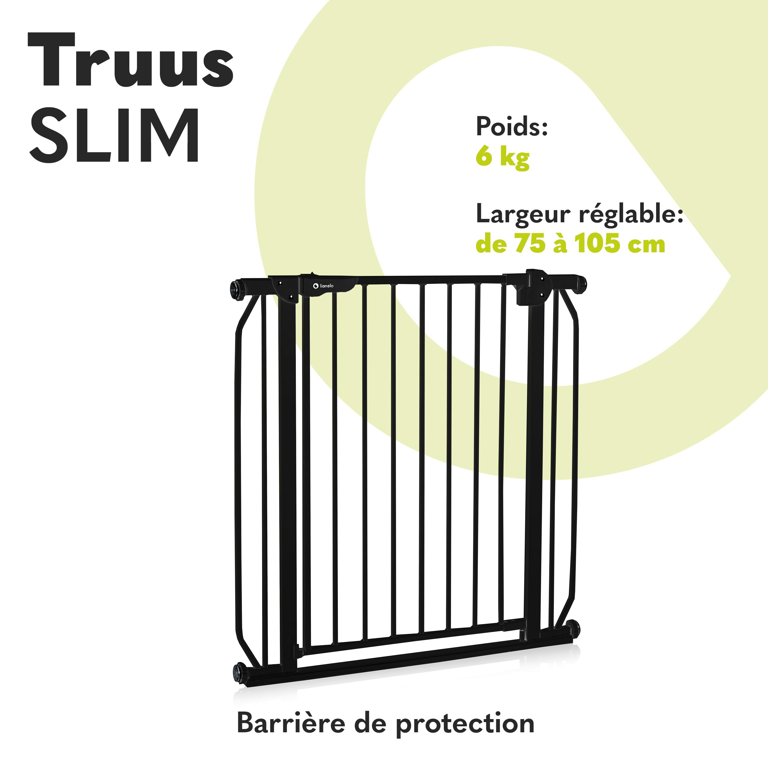 Lionelo Truus Slim Barrière de Sécurité Enfant et Chien 75-105 cm, Barrière Escalier et Porte à Pression sans Perçage, Fermeture Automatique, AutoStop, Double Verrouillage, Ouverture Double Sens