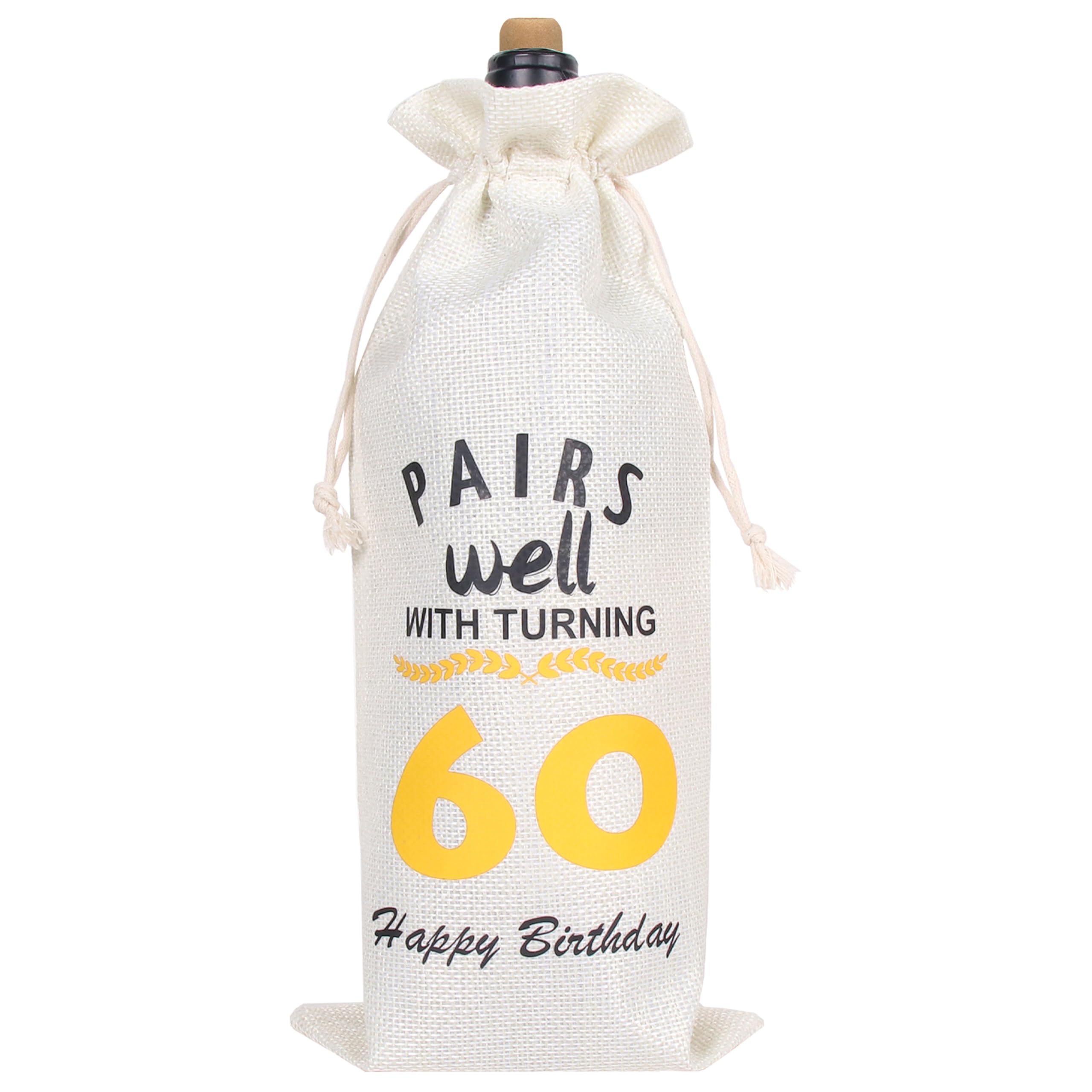 EVRWO 60th Birthday Gift Bag Ideas for Men Women, 60 Years Old Birthday Party Decoration Wine Bag Gifts, Pairs Well with Turning 60, 1965 Wine Bags,