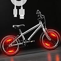 Vista 6 de Luces de rueda de bicicleta recargable, paquete de 2, luz de radios de bicicleta, resistente a la intemperie, luces de bicicleta para adultos