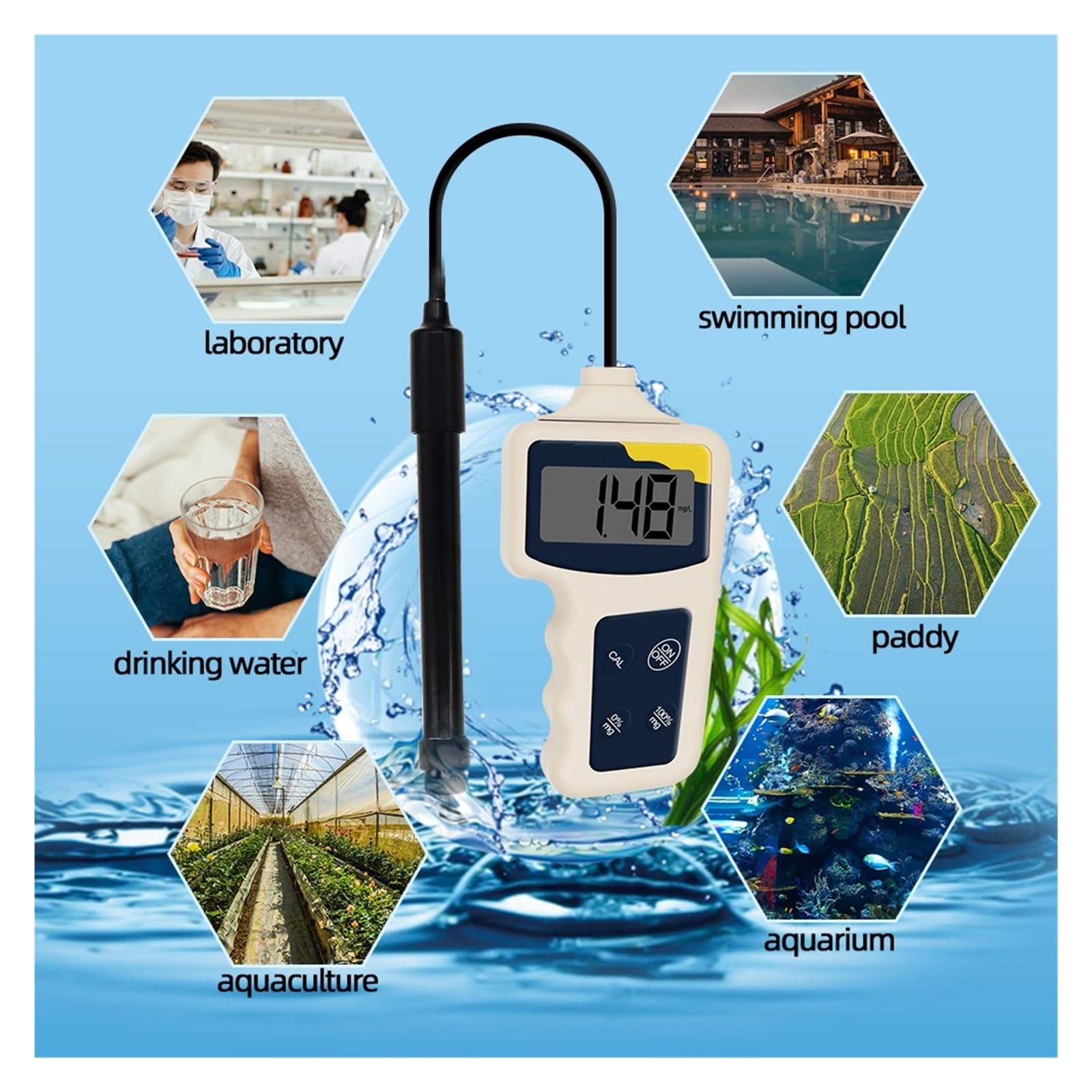 Analizador Digital de oxígeno disuelto Concentración Dector Tester Medidor Calidad del Agua Comprobación Precisa Sencilla