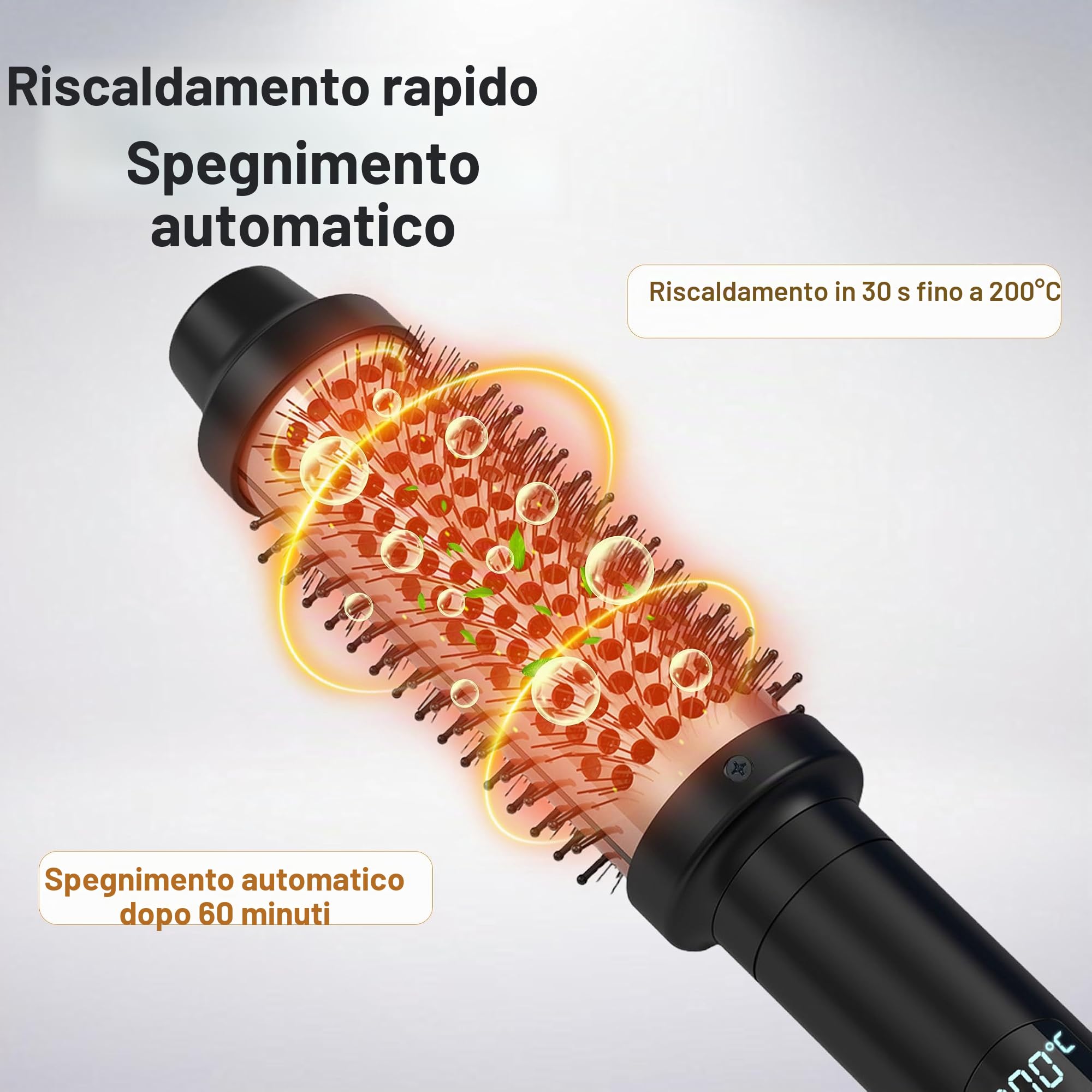 Spazzola Termica 3 In 1, Spazzola Termica 38 mm Lcd 120-200 ℃ Spazzolas Rotonda Riscaldata a Doppio Ptc, Spazzole Per Ricci, Piastra Per Capelli Spazzoles Asciugatura Naturali Asciugatura Lisciatura