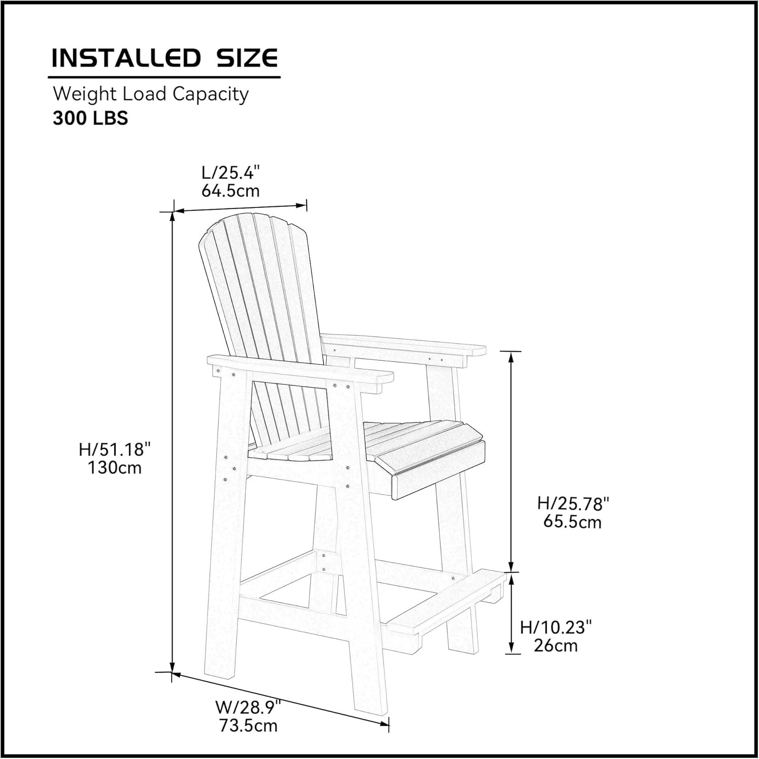 Outdoor Bar Chairs Set of 2, Patio Bar Stools, Chairs for High Top Table, Patio High Adirondack Chair Weather Resistant(Grey &White)