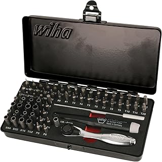 ESD-Safe Precision Micro Bit 65 Piece Set with Extra Fine 72 Tooth Ratchet and ESD-Safe Handle, Steel Storage Box