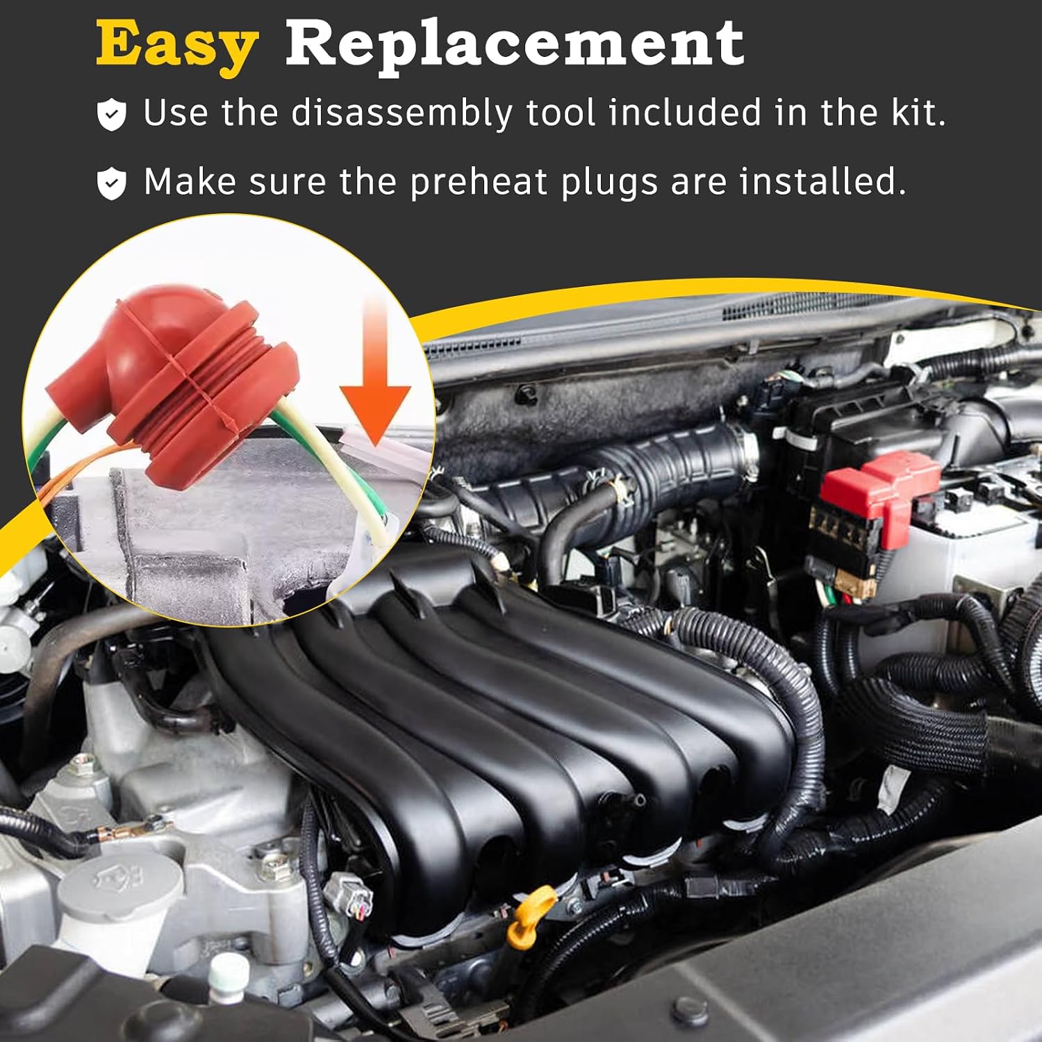 JWEELY Diesel Heater Glow Plug Repair Kit, 12V 24V 5KW 8KW Parking Diesel Heater Glow Ignition Plug Kit with Filter, Car Heater Repair Parts Fit, Diesel Heater Accessories