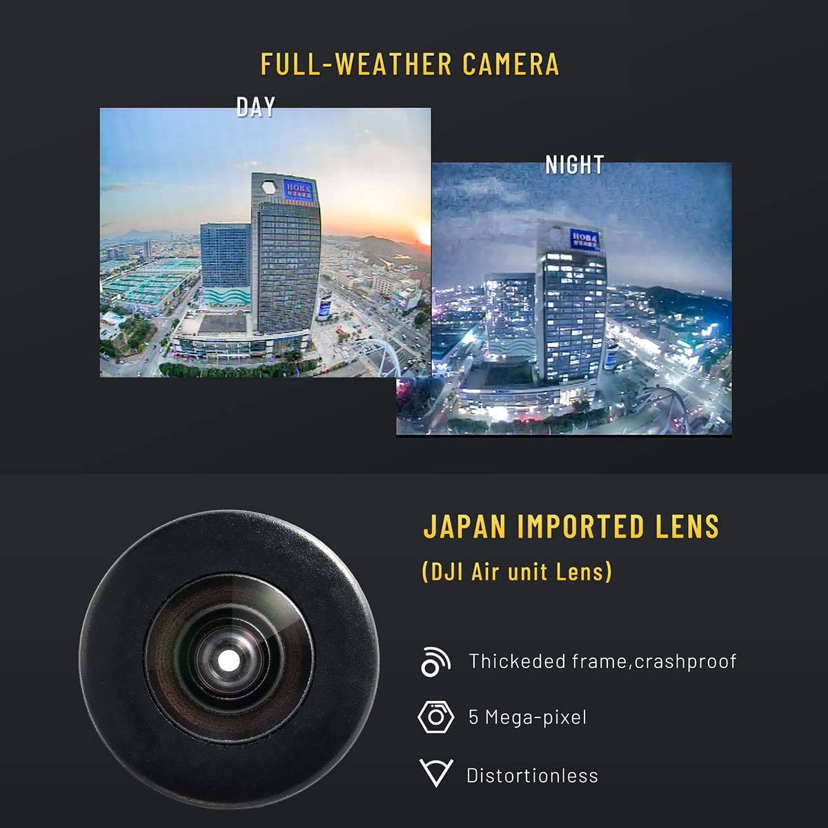 Day and night comparison images from the Caddx Ratel 2 camera.