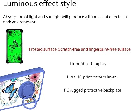 jioeuinly for Solana Seeker Case, Saga 2 Solana Mobile Seeker Phone Case Cover Tempered Glass Screen Protector Hard PC + Soft Silicone Ring Support Luminous Effect YGL-LHD