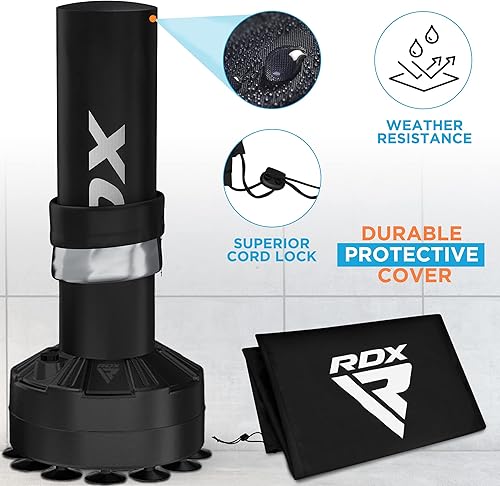 Miniatura 5 de RDX Saco de boxeo independiente para niños con guantes y cubierta, juego de bolsas de pedestal RONIN de alta resistencia de 4 pies con ventosa base