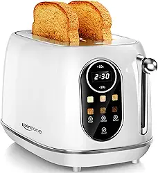 Keenstone Controle de Toque Da Torradeira, Torradeira Retrô com Tela Sensível Ao Toque, Torradeira de 2 Fatias de Aço Inoxidável, Slot Extra Largo, Recursos de Bagel, Reaquecimento, Descongelamento, C