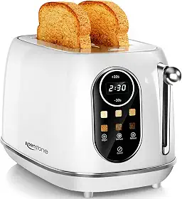 Keenstone Controle de Toque Da Torradeira, Torradeira Retrô com Tela Sensível Ao Toque, Torradeira de 2 Fatias de Aço Inoxidável, Slot Extra Largo, Recursos de Bagel, Reaquecimento, Descongelamento, C