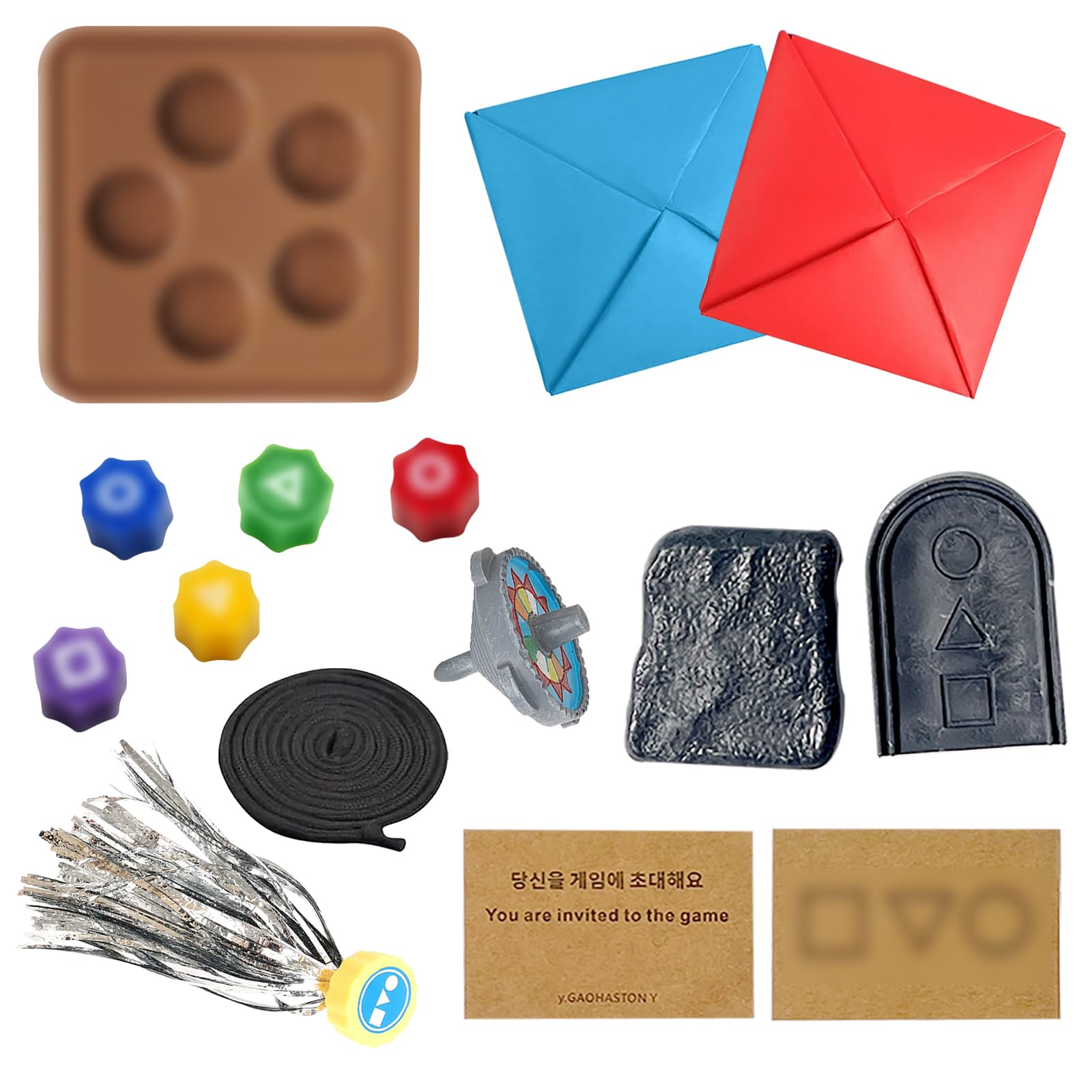 KIPTVO Korean Folk Gonggi Set - Traditional Reflex Challenge Play With Rainbow Konggi Catching Pebble Stones - Training Toy for Family