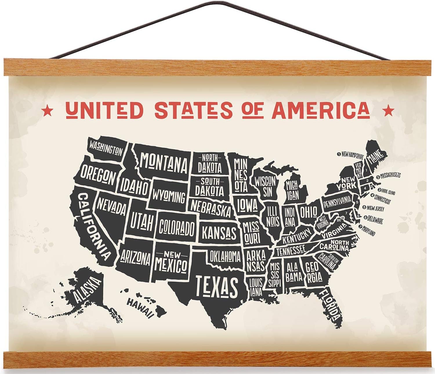 Magnetic Poster Hanger Frame for 28x40 28x20 28x22 Movie Music Posters Wall Art,Teak Wood Picture Frames for Large Canvas Diamond Map Decor, Living Room Calendar Banner Tapestry Photo Hanging Stand