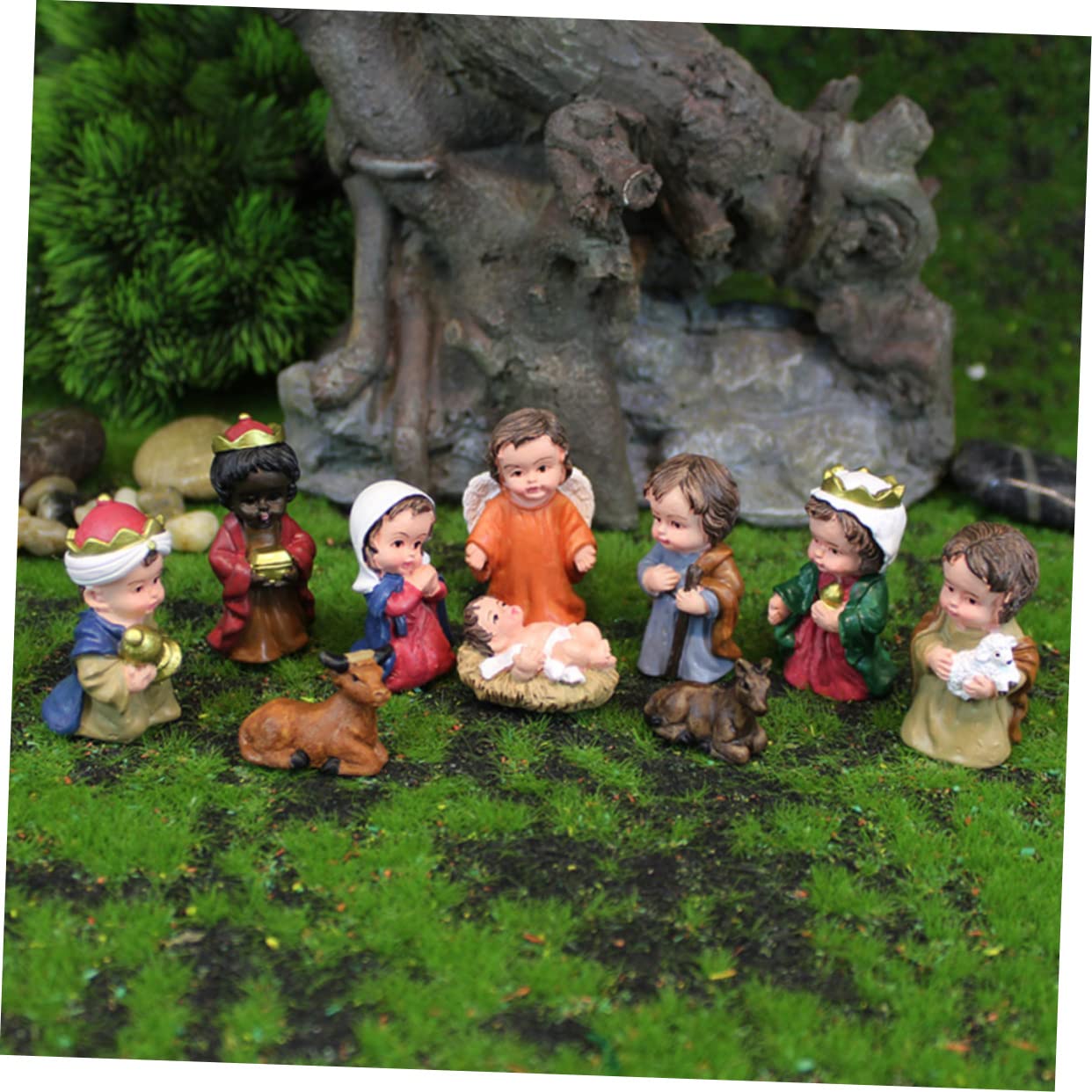 ULDIGI Resin Adornments Religious Furnishing Nativity Decorations Xmas Decor Bulk Nativity Ornaments