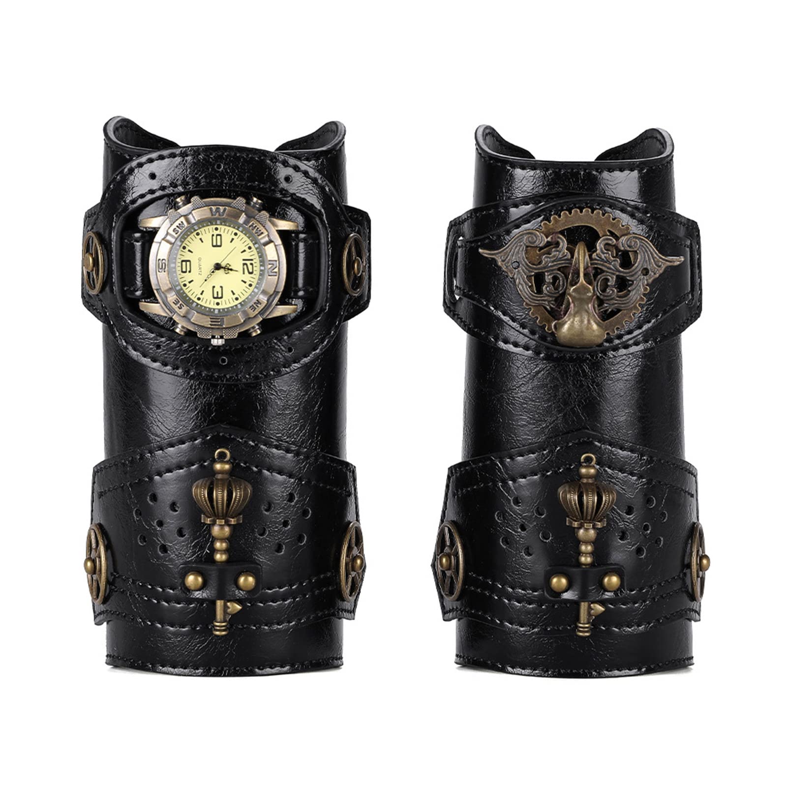 Protège-poignet en cuir médiéval large pour ajuster une montre de cosplay