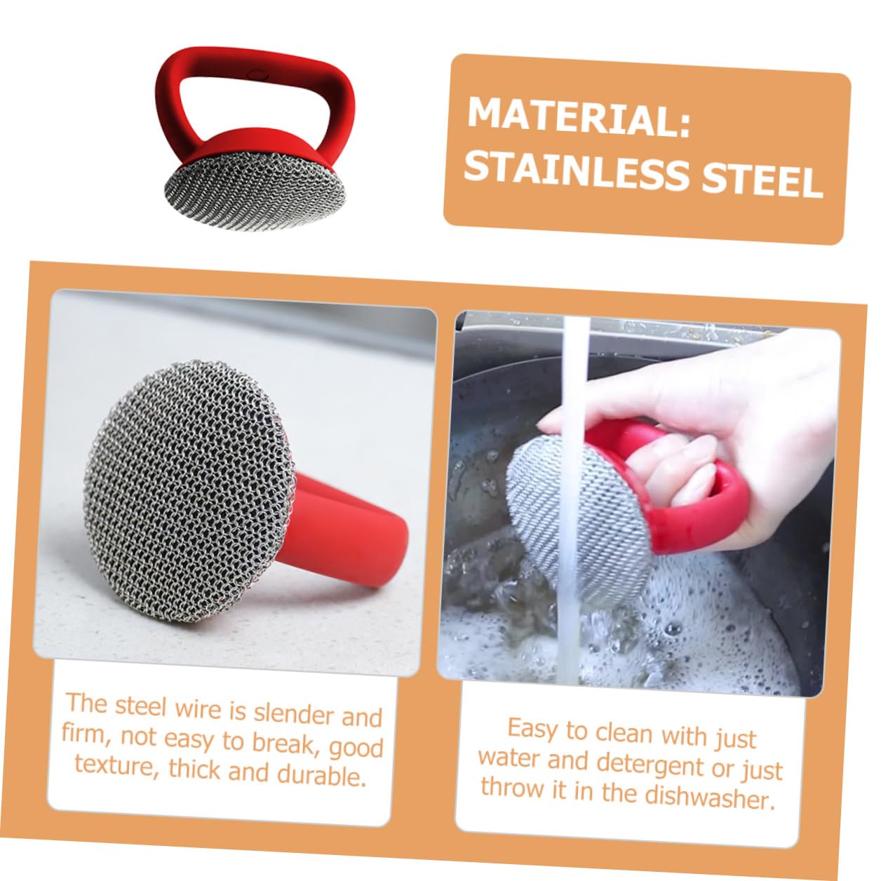 Cepillo de Acero Inoxidable para Limpieza de Ollas y Sartenes con Mango Resistente y Reutilizable Diseño Ergonómico con Colgador para Cocina y Horno