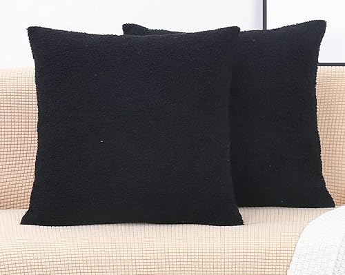 TangDepot Paquete de 2 fundas de almohada lujosas y esponjosas de piel de oveja sintética, fundas de almohada cuadradas, fundas de almohada para disponible en Yaxa Peru