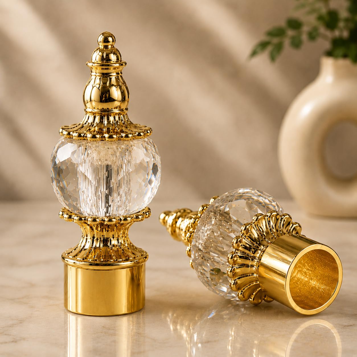 UrbanElite Premium Royale Crystal End Cap 1 Inch Curtain Rod End Cap – Elegant Decorative Rod Finial for Window Drapes Smooth, Durable & Stylish, Perfect for Home Royale Crystal Gold (Pack of 2pcs)-picture-10