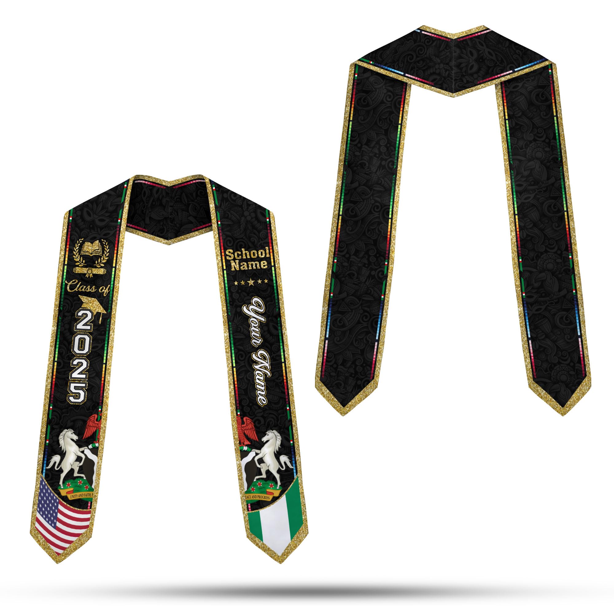 MonkeyVan Nigerians Graduation Sash Custom Nigerians American Flag Graduation Sash 2025 Nigeria Graduation Stole Class of 2025 Ng15