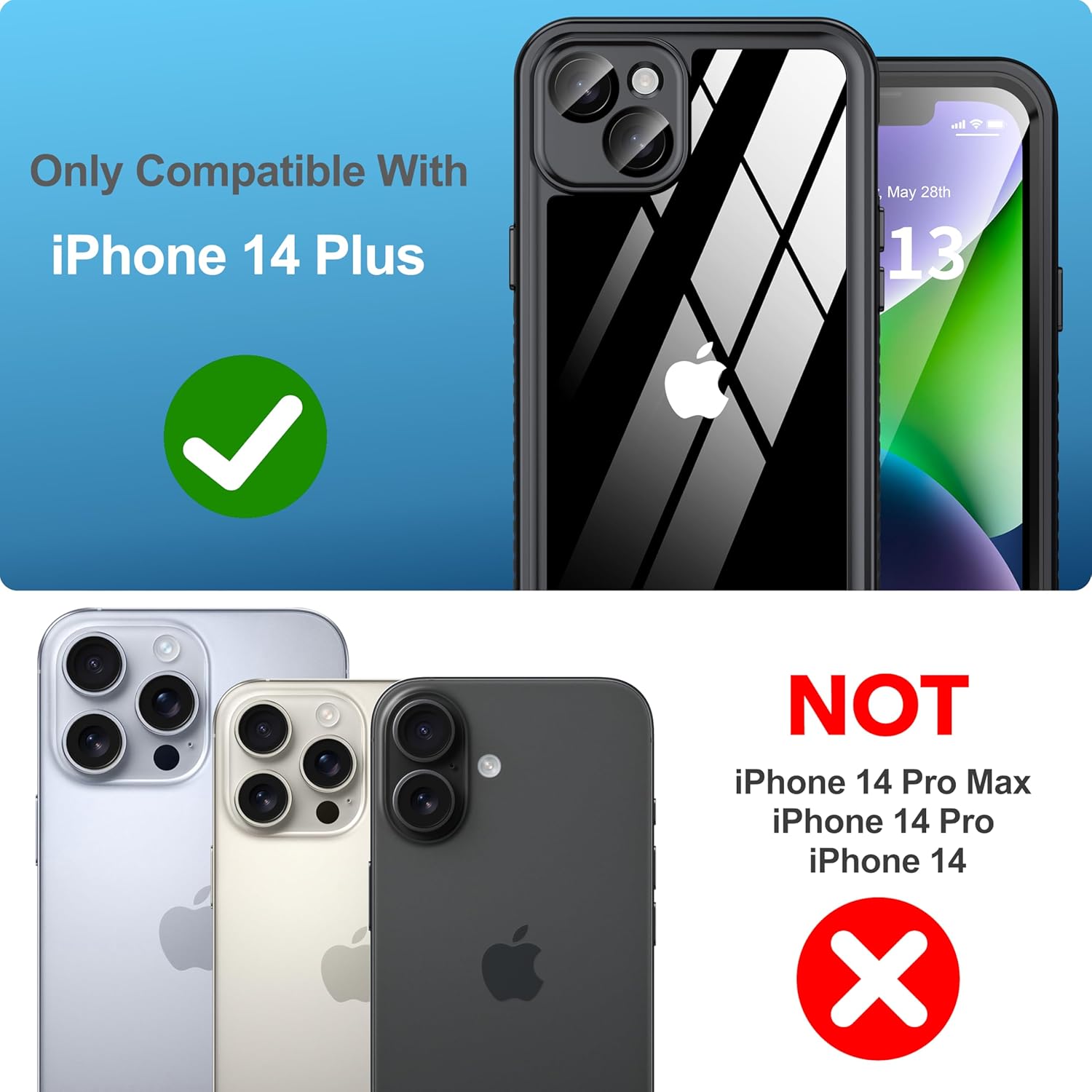ANTSHARE for iPhone 14 Plus Case, with [Built-in Privacy Screen Protector] [IP 68 Waterproof], Anti-Peeping Adsorption Full Body Double Protective Case for iPhone 14 Plus, Black