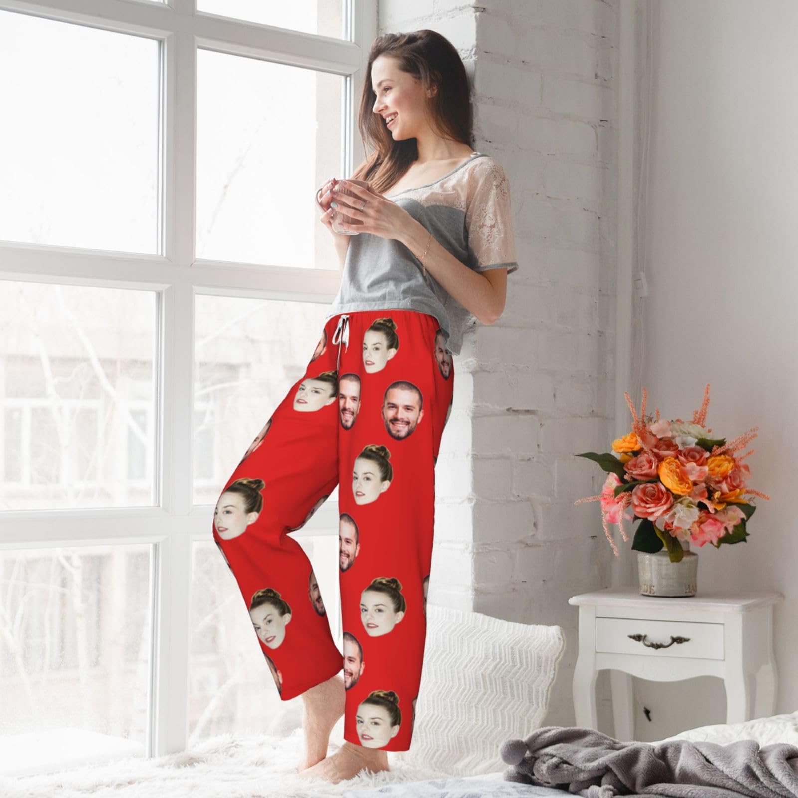 Pyjama Personnalisé Avec Photo - Taille élastique, Cordon - Hommes, Femmes, Couples - Cadeau Drôle Anniversaire