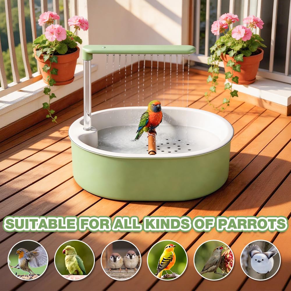 Ducha para pájaros, periquitos, ducha automática para pájaros con cascada y grifo de circulación, bañera para periquitos, periquitos, africanos, guacamayos