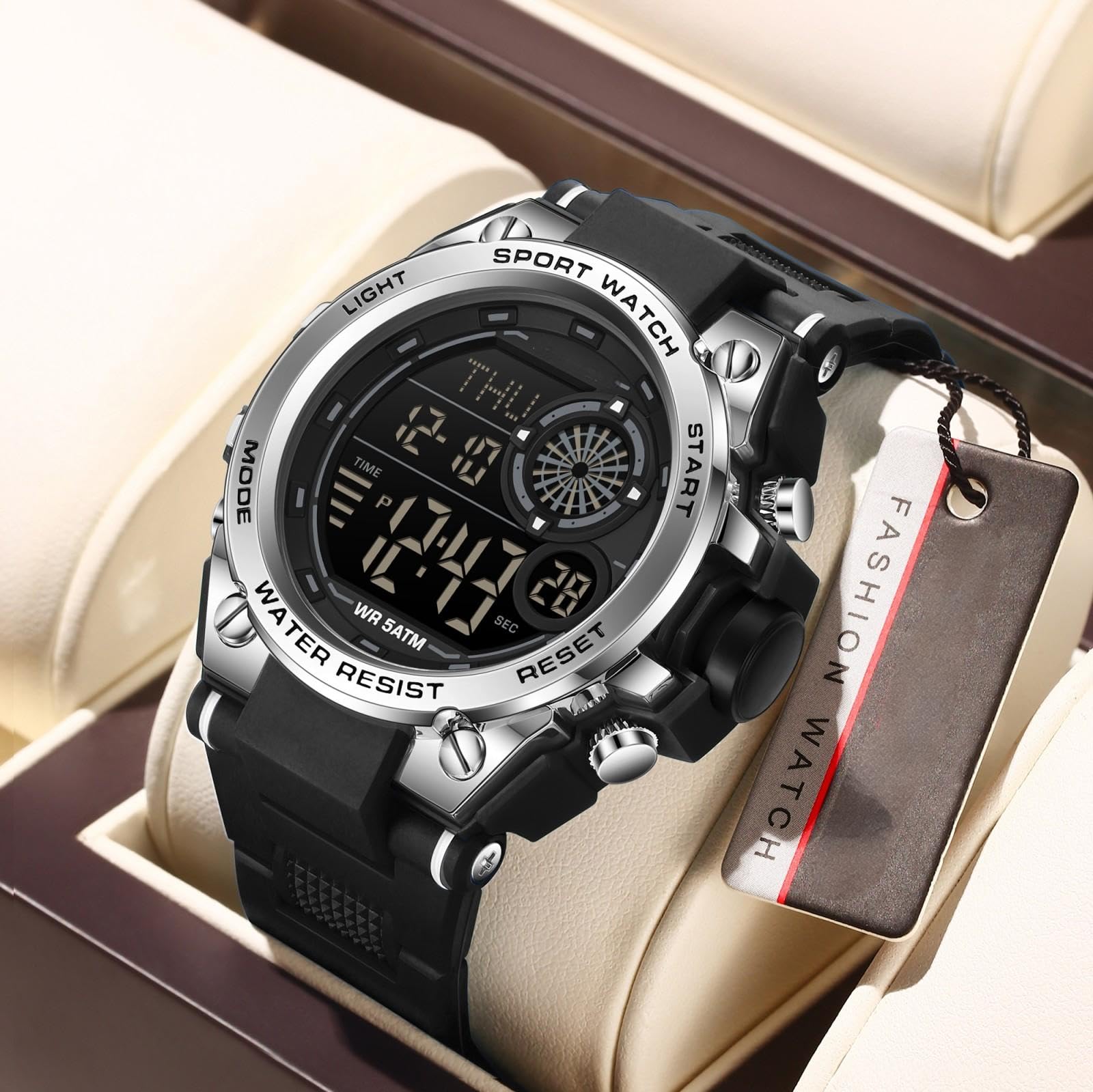 findtime Reloj digital para hombre y niño, militar, deportivo, con temporizador, doble hora, alarma, calendario, cronómetro, resistente a los golpes
