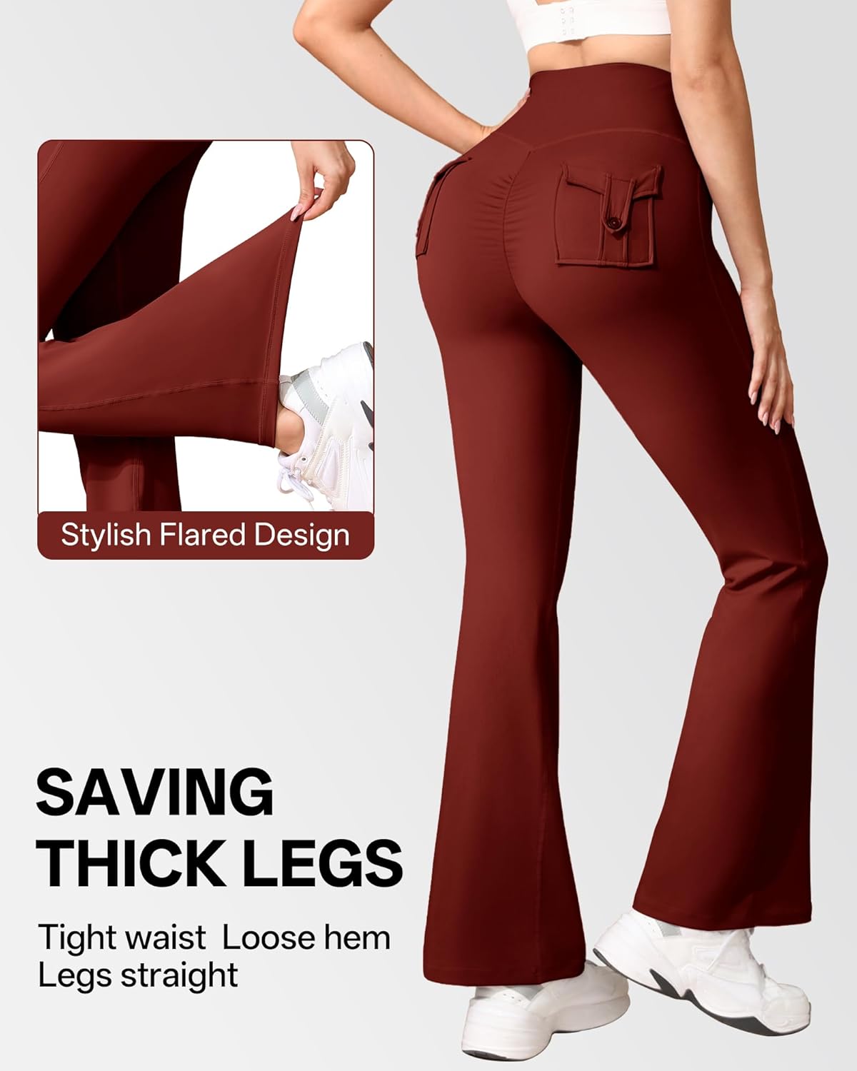 Yoga Pants with Pockets Workout Pants for Women Tummy Control Flare Leggings with Pockets for Women