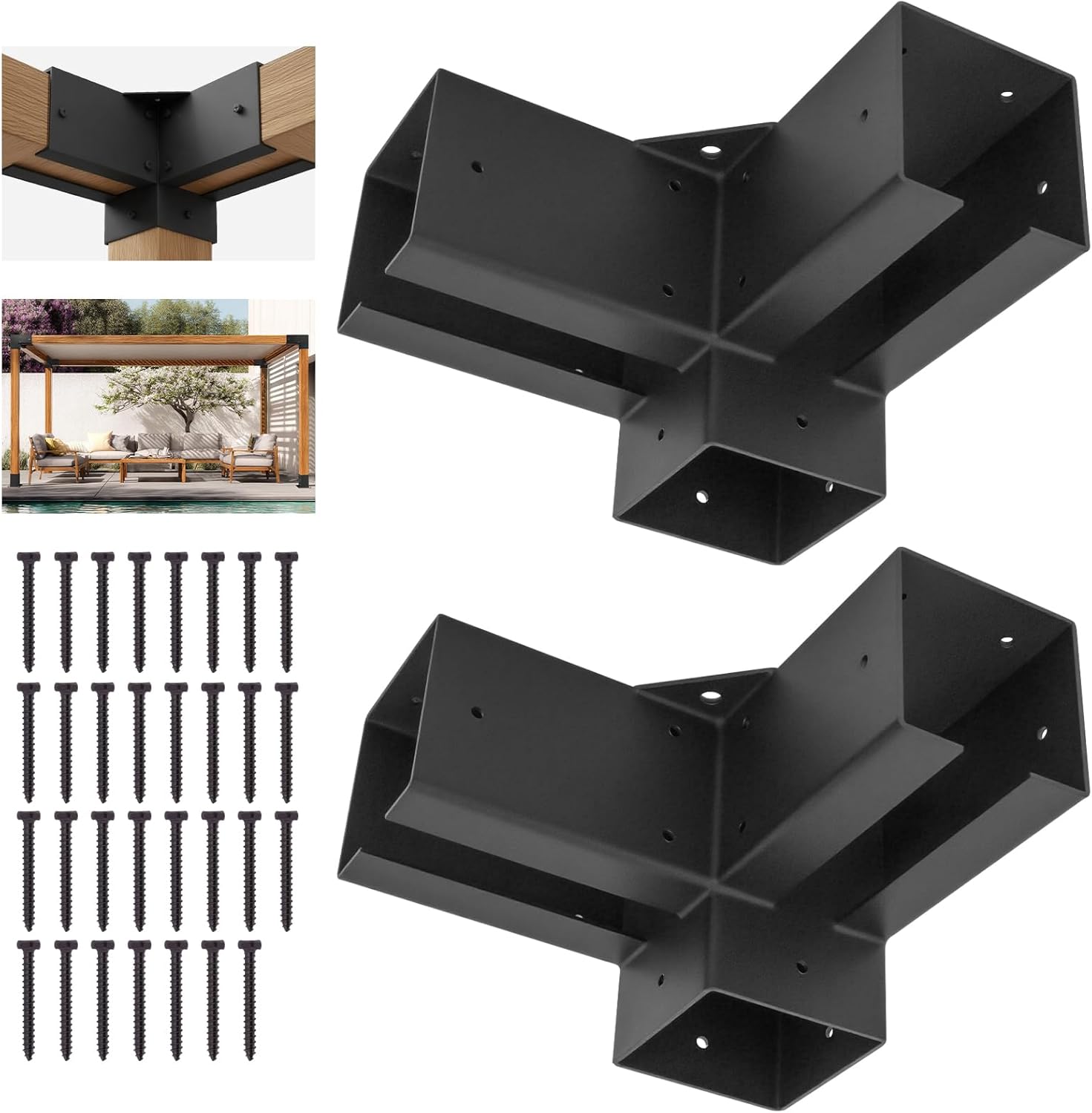 Royal Shade 4"x4" Pergola Brackets 3-Way Brackets