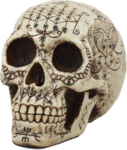 Miniatura 2 de Ebros Erzulie Freda Veve Haitiano Antiguo Vudú Hechizos de Amor Romance Talismán Tatuaje Cráneo Estatua Gótica Cráneo Lwas Voudou Loa del Amor Día
