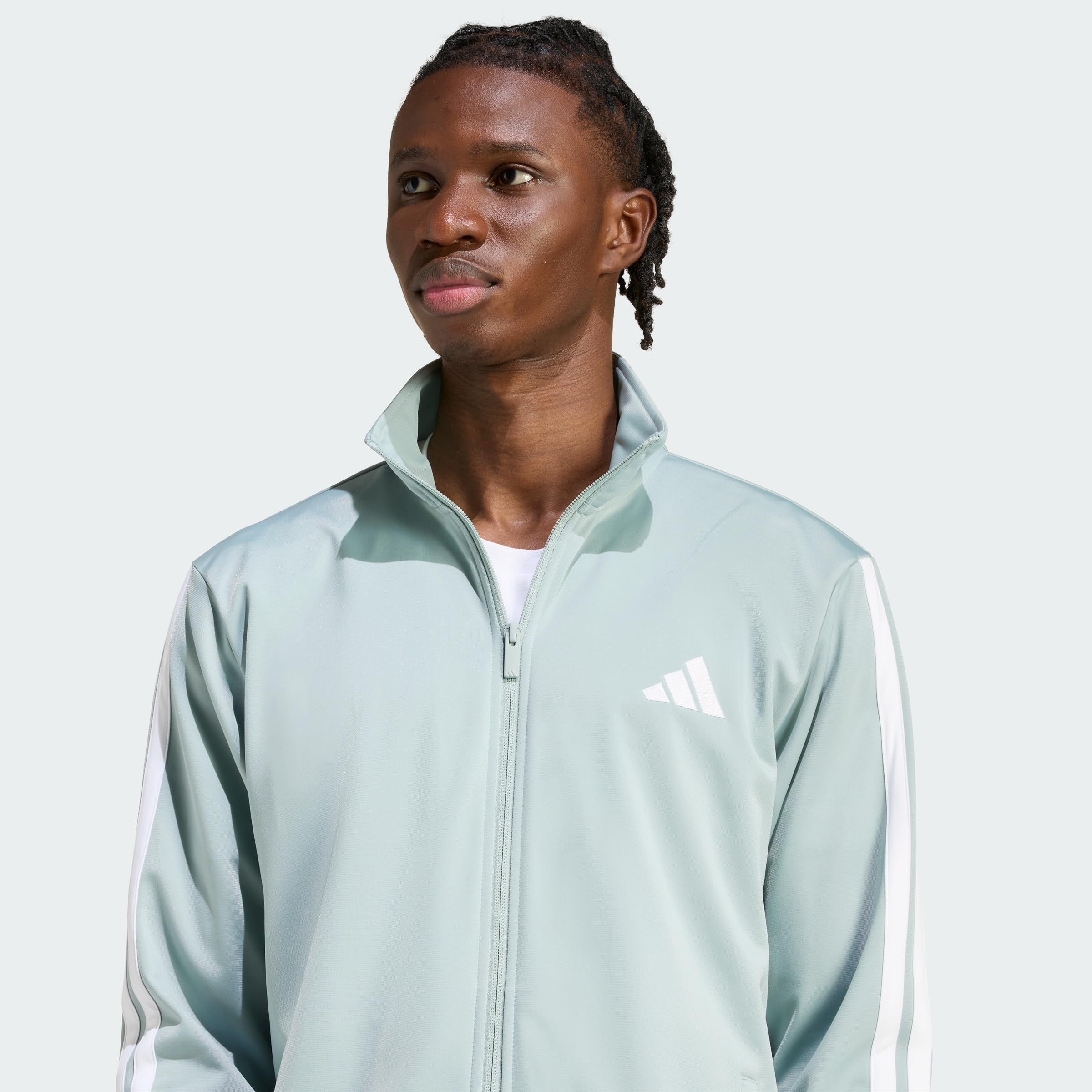 adidas Homme SPORTSWEAR BASIC 3 STRIPES TRICOT TRACKSUIT, Wonder Sage, M