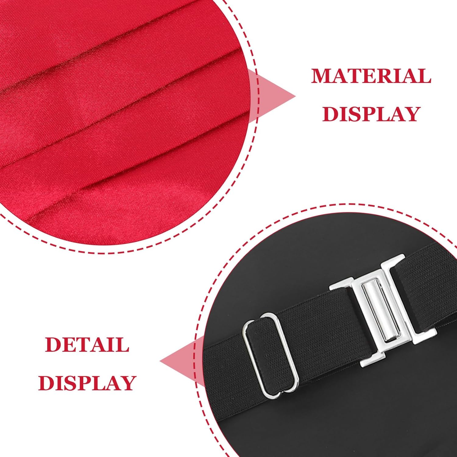 Men's Formal Solid Color Satin Cummerbund Adjustable Red Waistband for Tuxedo 1pcs Tuxedo Accessory for Weddings and Special Occasions
