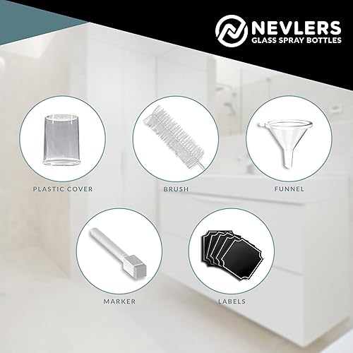 Miniatura 6 de Nevlers Paquete de 24 botellas de spray de vidrio ámbar de 4 onzas  Versátil botella de niebla fina como botellas de spray para el cabello, perfume