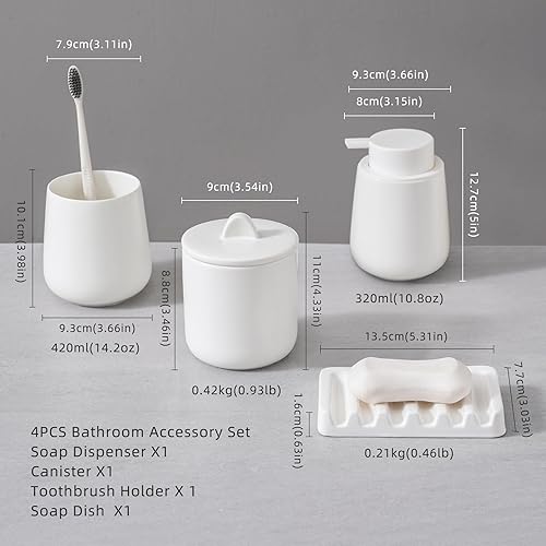 Miniatura 2 de Juego de accesorios de baño de cerámica, dispensador de jabón de loción y soporte para cepillos de dientes, jabonera, tarros de boticario, 4 piezas